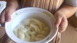 もうすぐお月見!おちびと白玉だんご。食育に気をつけています。